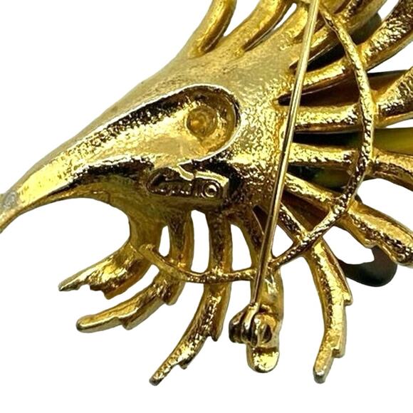 Signed Coro Vintage‎ Brooch Pin browns & Goldtone  Granny Core - Picture 3 of 6